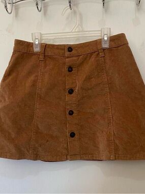 Sky and Sparrow Button-Front Corduroy Mini Skirt - Brown